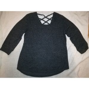 DARK GRAY SWEATER WITH STRAPPY BACK